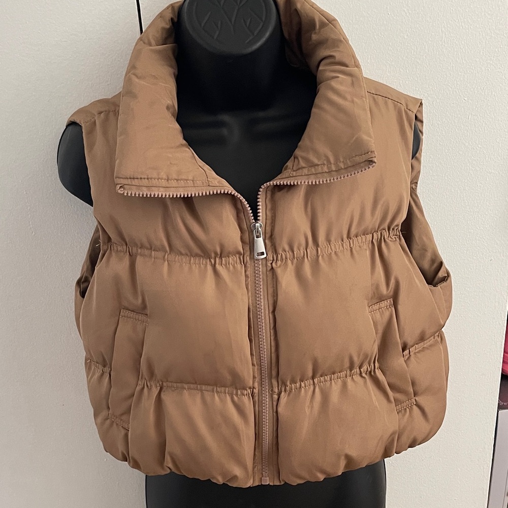 SHEIN Tan Puffer Vest for Women